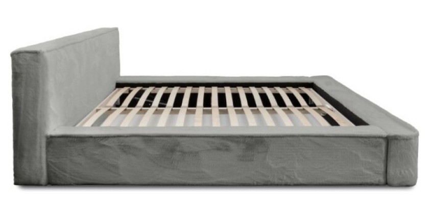 Lit coffre ORLANE – Gris Charbon minéral polaire – 140x200 cm – Sommier relevable – Design haut de gamme 