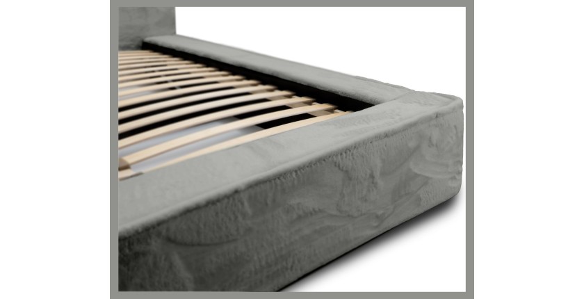 Lit coffre ORLANE – Gris Charbon minéral polaire – 140x200 cm – Sommier relevable – Design haut de gamme 