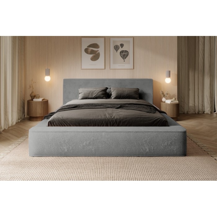 Lit coffre ORLANE – Gris Charbon minéral polaire – 160x200 cm – Sommier relevable – Design haut de gamme