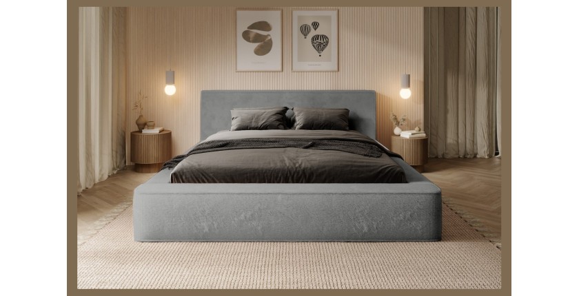 Lit coffre ORLANE – Gris Charbon minéral polaire – 160x200 cm – Sommier relevable – Design haut de gamme