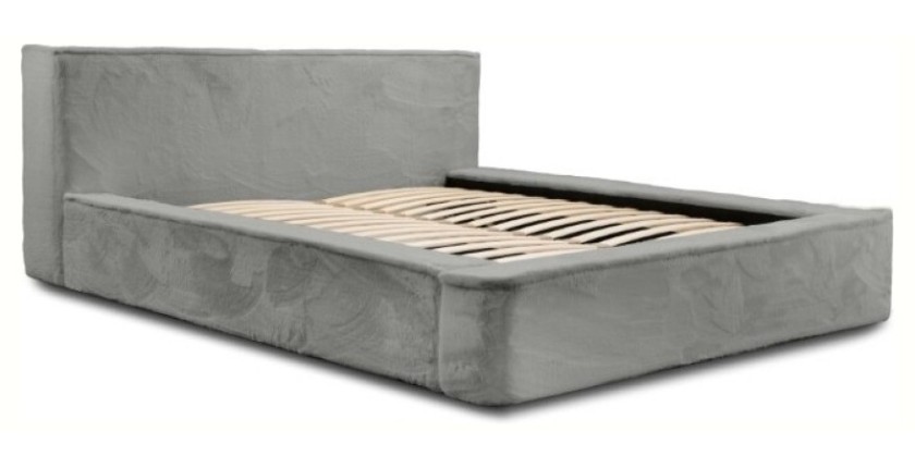 Lit coffre ORLANE – Gris Charbon minéral polaire – 160x200 cm – Sommier relevable – Design haut de gamme 
