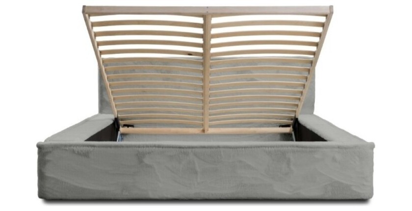Lit coffre ORLANE – Gris Charbon minéral polaire – 160x200 cm – Sommier relevable – Design haut de gamme 