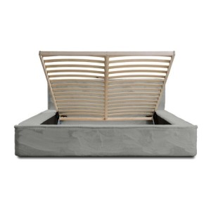 Lit coffre ORLANE – Gris Charbon minéral polaire – 160x200 cm – Sommier relevable – Design haut de gamme 
