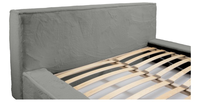 Lit coffre ORLANE – Gris Charbon minéral polaire – 160x200 cm – Sommier relevable – Design haut de gamme 