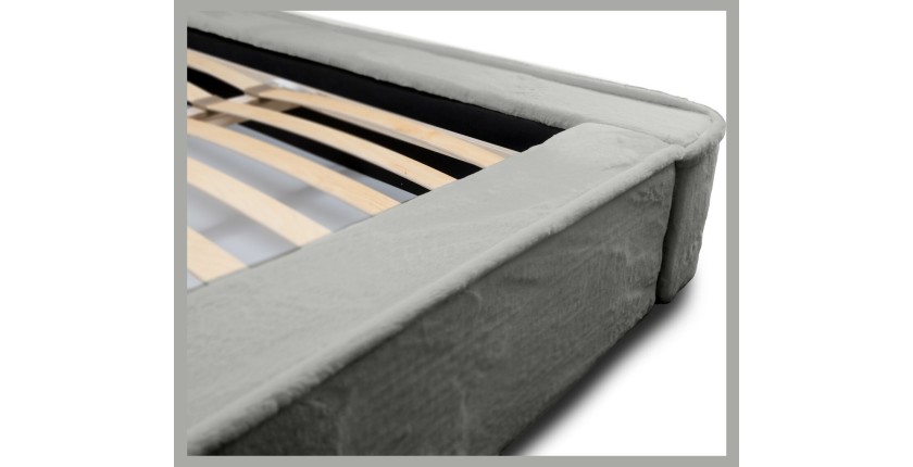 Lit coffre ORLANE – Gris Charbon minéral polaire – 160x200 cm – Sommier relevable – Design haut de gamme 