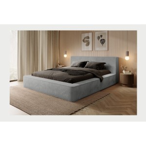 Lit coffre ORLANE – Gris Charbon minéral polaire – 160x200 cm – Sommier relevable – Design haut de gamme 