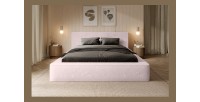 Lit coffre ORLANE – Rose Poussière de rose polaire – 160x200 cm – Sommier relevable – Design haut de gamme