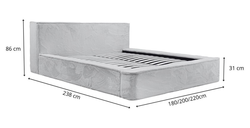 Lit coffre ORLANE – Rose Poussière de rose polaire – 160x200 cm – Sommier relevable – Design haut de gamme 