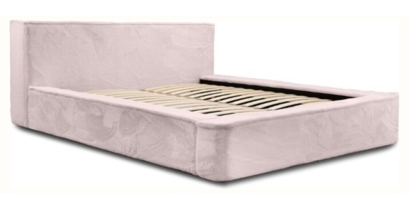 Lit coffre ORLANE – Rose Poussière de rose polaire – 160x200 cm – Sommier relevable – Design haut de gamme 
