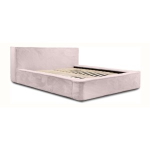 Lit coffre ORLANE – Rose Poussière de rose polaire – 160x200 cm – Sommier relevable – Design haut de gamme 