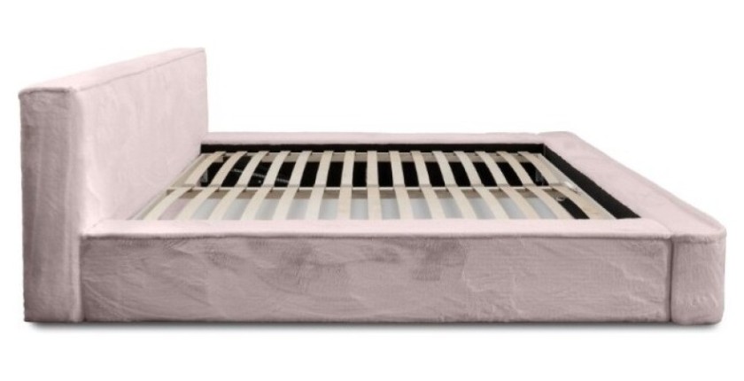 Lit coffre ORLANE – Rose Poussière de rose polaire – 160x200 cm – Sommier relevable – Design haut de gamme 