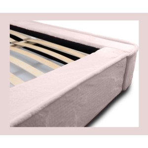 Lit coffre ORLANE – Rose Poussière de rose polaire – 160x200 cm – Sommier relevable – Design haut de gamme 