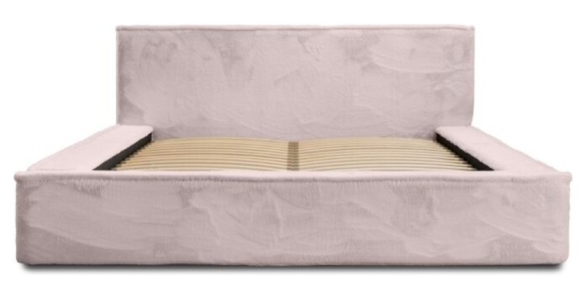 Lit coffre ORLANE – Rose Poussière de rose polaire – 180x200 cm – Sommier relevable – Design haut de gamme 