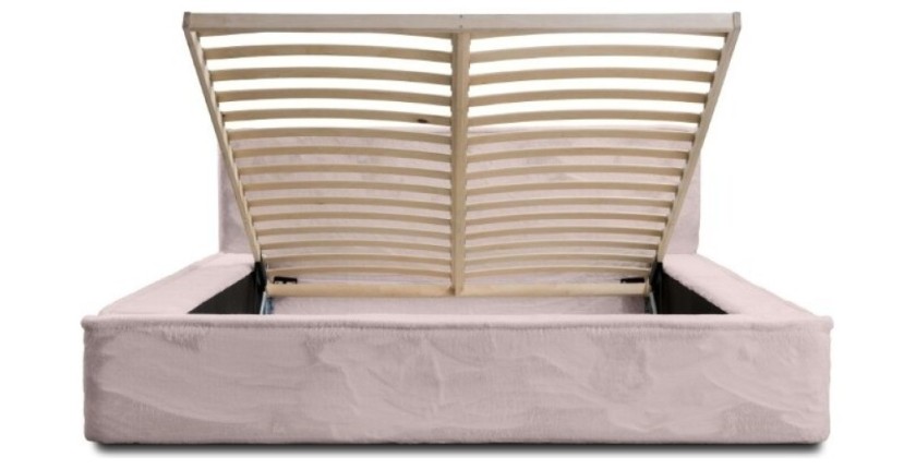Lit coffre ORLANE – Rose Poussière de rose polaire – 180x200 cm – Sommier relevable – Design haut de gamme 
