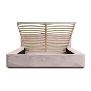 Lit coffre ORLANE – Rose Poussière de rose polaire – 180x200 cm – Sommier relevable – Design haut de gamme 