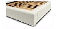 Lit coffre CERVIN – Gris Lin naturel bouclé – 140x200 cm – Sommier relevable – Design haut de gamme 