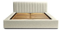 Lit coffre CERVIN – Taupe sablé bouclé – 140x200 cm – Sommier relevable – Design haut de gamme 