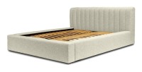 Lit coffre CERVIN – Taupe sablé bouclé – 140x200 cm – Sommier relevable – Design haut de gamme 