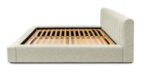 Lit coffre CERVIN – Taupe sablé bouclé – 140x200 cm – Sommier relevable – Design haut de gamme 