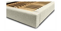 Lit coffre CERVIN – Taupe sablé bouclé – 140x200 cm – Sommier relevable – Design haut de gamme 