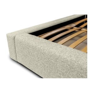 Lit coffre CERVIN – Taupe sablé bouclé – 160x200 cm – Sommier relevable – Design haut de gamme 