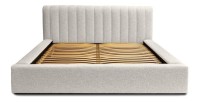 Lit coffre CERVIN – Nuage sablé bouclé – 140x200 cm – Sommier relevable – Design haut de gamme 