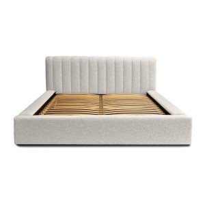 Lit coffre CERVIN – Nuage sablé bouclé – 140x200 cm – Sommier relevable – Design haut de gamme 