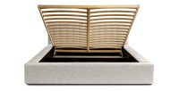 Lit coffre CERVIN – Nuage sablé bouclé – 140x200 cm – Sommier relevable – Design haut de gamme 