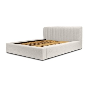 Lit coffre CERVIN – Nuage sablé bouclé – 140x200 cm – Sommier relevable – Design haut de gamme 