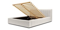 Lit coffre CERVIN – Nuage sablé bouclé – 140x200 cm – Sommier relevable – Design haut de gamme 