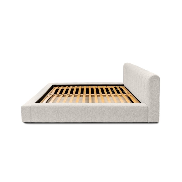 Lit coffre CERVIN – Nuage sablé bouclé – 140x200 cm – Sommier relevable – Design haut de gamme 