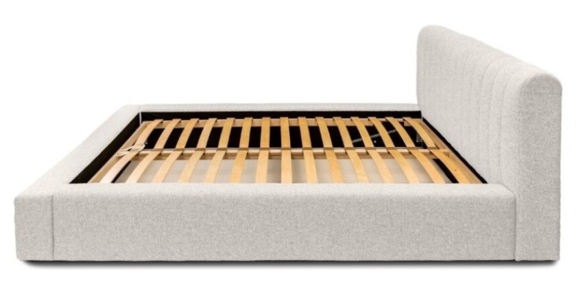 Lit coffre CERVIN – Nuage sablé bouclé – 140x200 cm – Sommier relevable – Design haut de gamme 