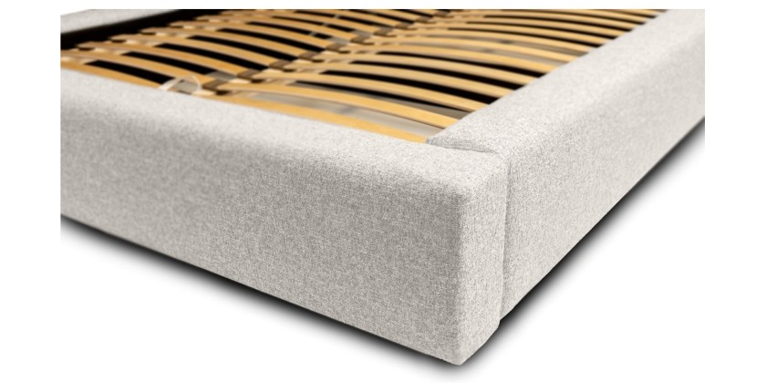 Lit coffre CERVIN – Nuage sablé bouclé – 140x200 cm – Sommier relevable – Design haut de gamme 