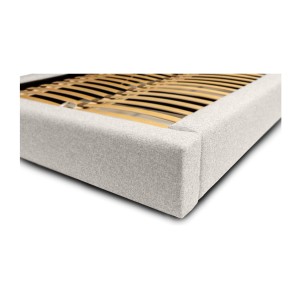 Lit coffre CERVIN – Nuage sablé bouclé – 140x200 cm – Sommier relevable – Design haut de gamme 