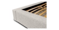 Lit coffre CERVIN – Nuage sablé bouclé – 140x200 cm – Sommier relevable – Design haut de gamme 