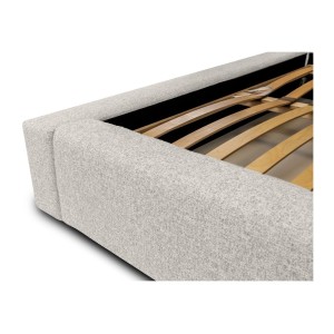 Lit coffre CERVIN – Nuage sablé bouclé – 140x200 cm – Sommier relevable – Design haut de gamme 