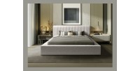 Lit coffre CERVIN – Nuage sablé bouclé – 140x200 cm – Sommier relevable – Design haut de gamme 