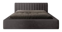 Lit coffre CERVIN – Velours doux Charbon minéral – 160x200 cm – Sommier relevable – Design contemporain 