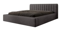 Lit coffre CERVIN – Velours doux Charbon minéral – 160x200 cm – Sommier relevable – Design contemporain 