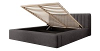 Lit coffre CERVIN – Velours doux Charbon minéral – 160x200 cm – Sommier relevable – Design contemporain 