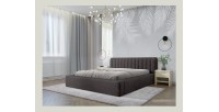 Lit coffre CERVIN – Velours doux Charbon minéral – 160x200 cm – Sommier relevable – Design contemporain 