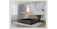 Lit coffre CERVIN – Velours doux Charbon minéral – 160x200 cm – Sommier relevable – Design contemporain 