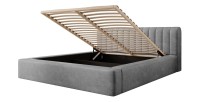 Lit coffre CERVIN – Velours doux Nacre de béton – 140x200 cm – Sommier relevable – Design contemporain 