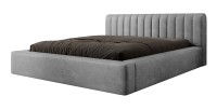 Lit coffre CERVIN – Velours doux Nacre de béton – 160x200 cm – Sommier relevable – Design contemporain 