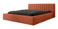 Lit coffre CERVIN – Velours doux Brique Toscane – 140x200 cm – Sommier relevable – Design élégant 