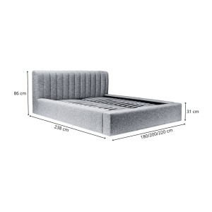 Lit coffre CERVIN – Velours doux Ocre rosé – 180x200 cm – Sommier relevable – Design élégant 