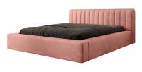 Lit coffre CERVIN – Velours doux Ocre rosé – 180x200 cm – Sommier relevable – Design élégant 