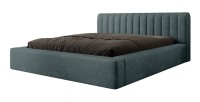 Lit coffre CERVIN – Velours doux Nuit émeraude – 140x200 cm – Sommier relevable – Design élégant 