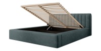 Lit coffre CERVIN – Velours doux Nuit émeraude – 160x200 cm – Sommier relevable – Design élégant 