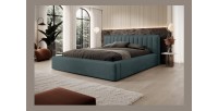 Lit coffre CERVIN – Velours doux Nuit émeraude – 160x200 cm – Sommier relevable – Design élégant 